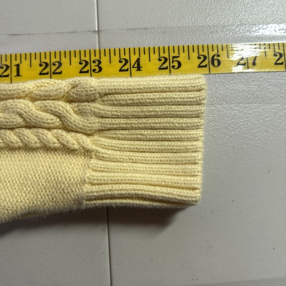 LL Bean Cardigan Sweater Womens XL Yellow Double L Cable Knit Full Zip Fisherman - Picture 11 of 12